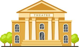 Classic theater building featuring majestic columns and elegant windows, surrounded by trees, inviting immersion in the rich world of performing arts within grand architecture vector