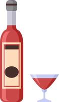 Bottle of red wine with blank label and a glass partially full, suggesting a moment of relaxation or celebration, isolated on white background vector