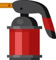 Red and black portable gas burner, emitting a steady flame, serves as an essential tool for cooking, camping, and various outdoor activities that require precise flame control vector