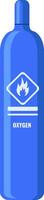 Oxygen tank featuring a prominent flammable warning sign, emphasizing the critical importance of safety measures and the careful handling of hazardous materials in various environments vector