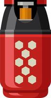 Red gas cylinder featuring a unique honeycomb pattern, designed for the safe storage and transportation of flammable gases, emphasizing safety and adherence to industry regulations vector