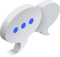 Two gray speech bubbles with blue dots are overlapping, symbolizing ongoing dialogue, conversation, and the exchange of ideas or information vector