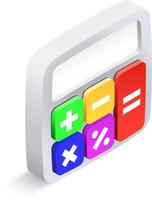 Colorful calculator featuring symbols for addition, subtraction, multiplication, division, percentage, and equals, designed for efficient calculations in various settings vector