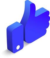 Blue thumb up icon represents positive feedback, approval, and agreement in an isometric view, creating a modern and engaging visual for various applications vector