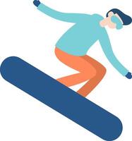 Snowboarder dressed in winter gear, soaring through the air and executing an impressive trick on the snowboard, embodying the thrill of winter sports and freestyle action vector