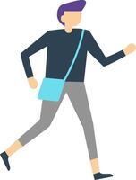 Dynamic illustration of a young student running with a shoulder bag, showcasing a sense of urgency and active lifestyle, ideal for educational or youth related projects vector