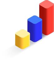 Three dimensional bar graph featuring vibrant, colorful bars rising against a clean white background, illustrating a strong positive trend in business growth and financial success vector