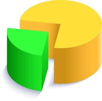 Vibrant 3d pie chart is representing market share, growth, and data analysis with a dynamic visual representation of statistical information vector