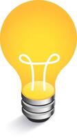 Light bulb glowing with bright yellow light, representing an innovative idea, solution, or breakthrough in a simple yet effective visual metaphor vector
