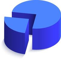 Segment separates from a blue pie chart, symbolizing market share, data analysis, or statistical representation, creating a visually appealing representation of information vector