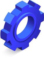 Blue gear rotating smoothly, representing a complex mechanism, symbolizing industrial processes, engineering, and teamwork, with a clean design on a white background vector