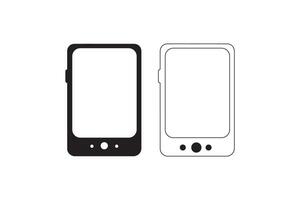 Two cell phones are shown in a black and white drawing vector