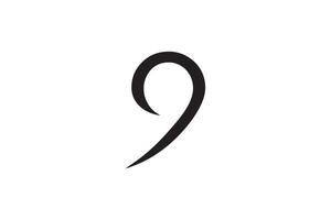 A black and white logo for a number nine vector