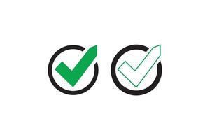 Two green and black check marks on a white background vector
