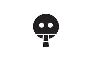 A black and white logo of a ping pong paddle vector