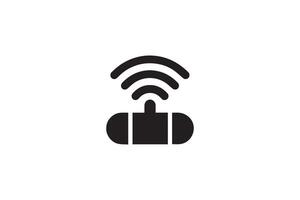 A black and white image of a wifi icon vector