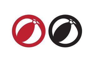 Two black and red balls with a black and white logo vector