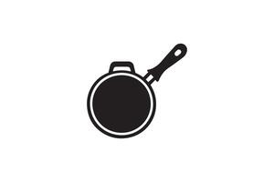 A black and white icon of a frying pan vector