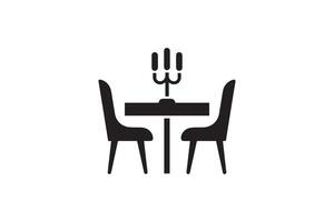 Table and chairs with candle icon vector