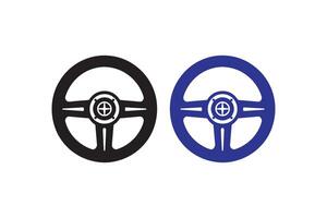 Two blue and black steering wheels on a white background vector