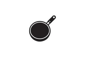 A black and white illustration of a frying pan vector