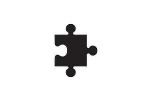 A black and white puzzle piece icon on a white background vector