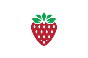 A strawberry logo with a green leaf on it vector