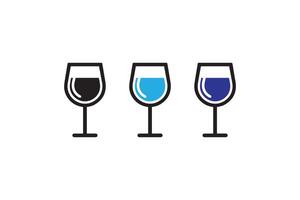 Three wine glasses with different colors on a white background vector