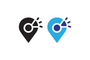 Two icons of a map pointer and a pin vector