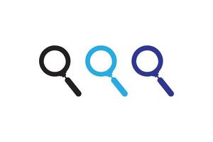 Three magnifying glasses are shown on a white background vector