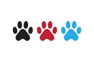 Three paw prints are shown in different colors vector