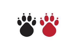 Two black and red paw prints on a white background vector