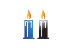 Two candles with blue and black flames on a white background vector
