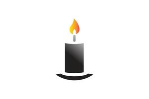 A black candle with a flame on it vector