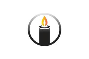 A black and white logo with a lit candle vector