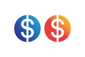 Two dollar signs in different colors on a white background vector