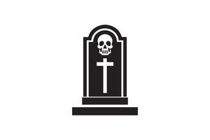 A skull and cross on a tombstone vector