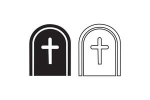 Two doors with crosses on them, one is open and the other is closed vector