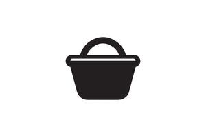 A black and white icon of a bucket vector
