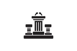 A black and white image of a column with two birds on top vector
