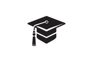 A black and white graduation cap icon vector