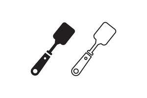 Two black and white icons of a spatula and a knife vector