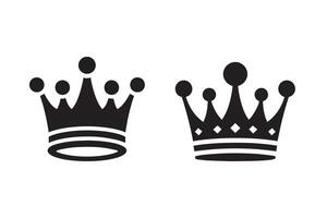 Two crowns are shown in black and white vector
