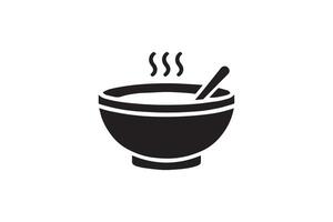 A black and white image of a bowl with a spoon vector