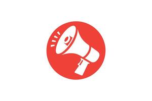 A red and white megaphone icon on a white background vector