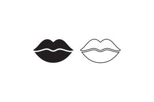 Two black and white lips icons on a white background vector