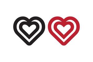 Two black and red hearts are shown in a logo vector