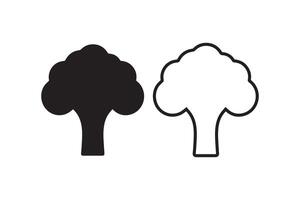 Two black and white broccoli icons on a white background vector