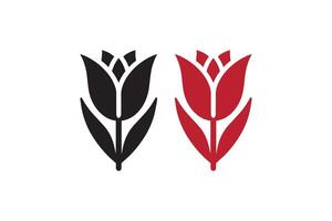 Two black and red tulips are shown in a logo vector