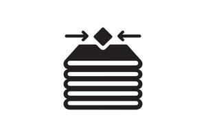 A black and white icon of a stack of books vector